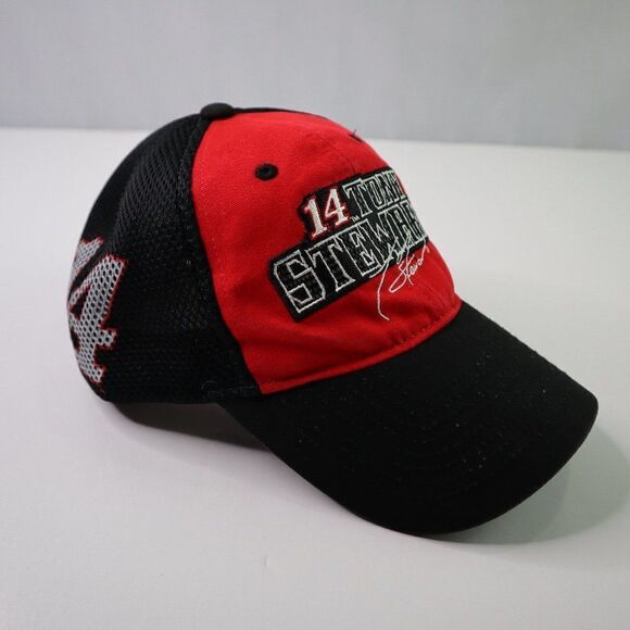 Tony Stewart Hat 14 NASCAR Nu Fit Mesh Back Stretch Red Black Large Racing - Picture 1 of 9